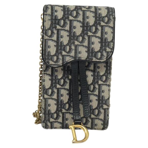 DIOR Oblique Chain Trotter Canvas Shoulder Bag Navy - Picture 2 of 12